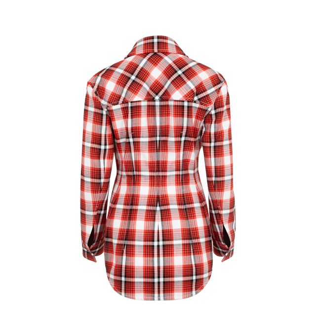 Image 4 of 4 - RED - BOTTEGA VENETA Structured Cotton Check Jacket featuring lightweight structured cotton with check pattern, button closure, half-lined and sculptural fit. 47% viscose, 47% cotton, 6% polyamide. Made in Italy.