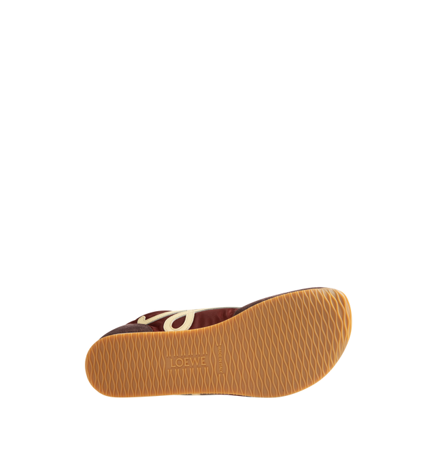 Image 4 of 5 - BROWN - LOEWE Ballet Runner 2.0 Sneaker in suede and nylon featuring an asymmetrical toe shape, a sock-like internal structure, a lightweight rubber outsole that extends to the toe cap, 20mm heel, L monogram at the side, embossed Anagram on the tongue and injected rubber LOEWE on the calfskin heel tab. Nylon/suede. Made in Italy.