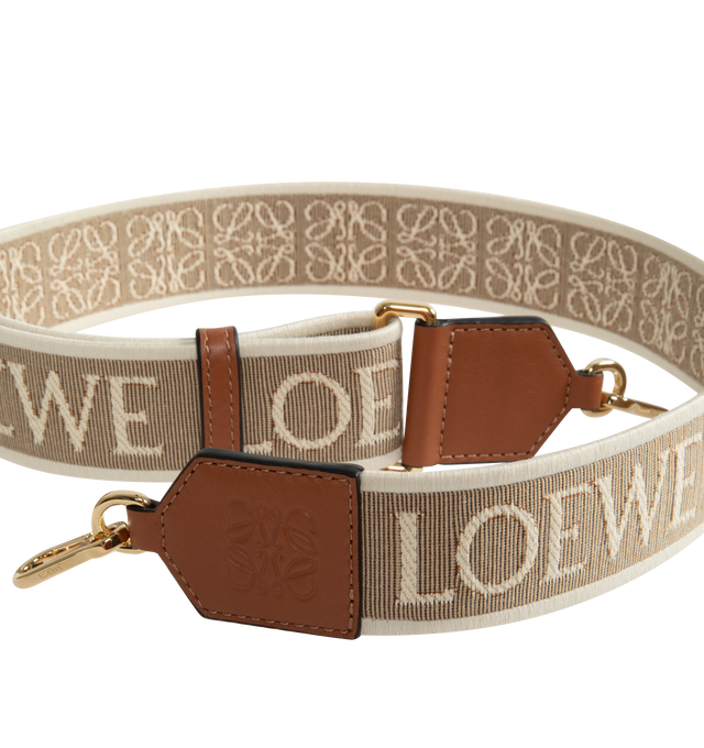 Image 2 of 2 - BROWN - LOEWE Anagram Strap featuring hook fastenings, 4cm wide, detachable and adjustable and embossed Anagram. 4 x 41.3 x 1.6 inches. Jacquard/Calf. Made in Spain. 