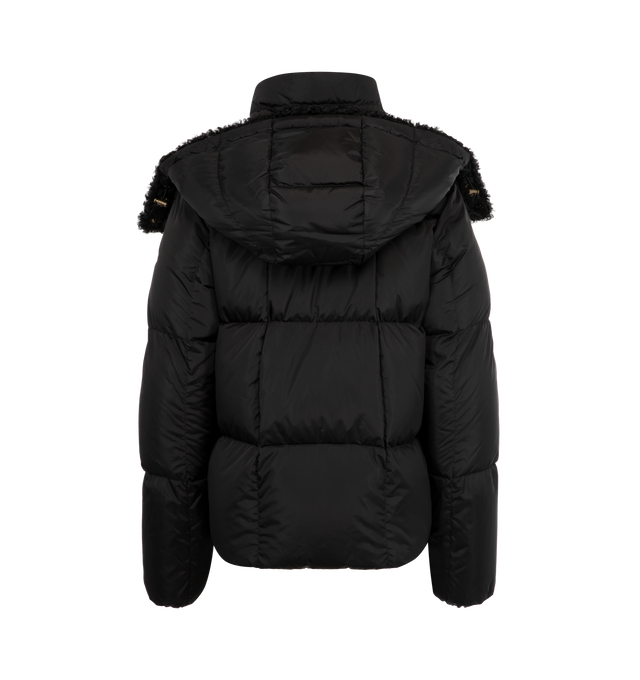 Image 2 of 4 - BLACK - MONCLER Castelnou Jacket featuring nylon technique, longue saison lining, down-filled, detachable and adjustable hood with teddy fleece lining, zipper closure and zipped pockets. 100% polyamide/nylon. Padding: 90% down, 10% feather.