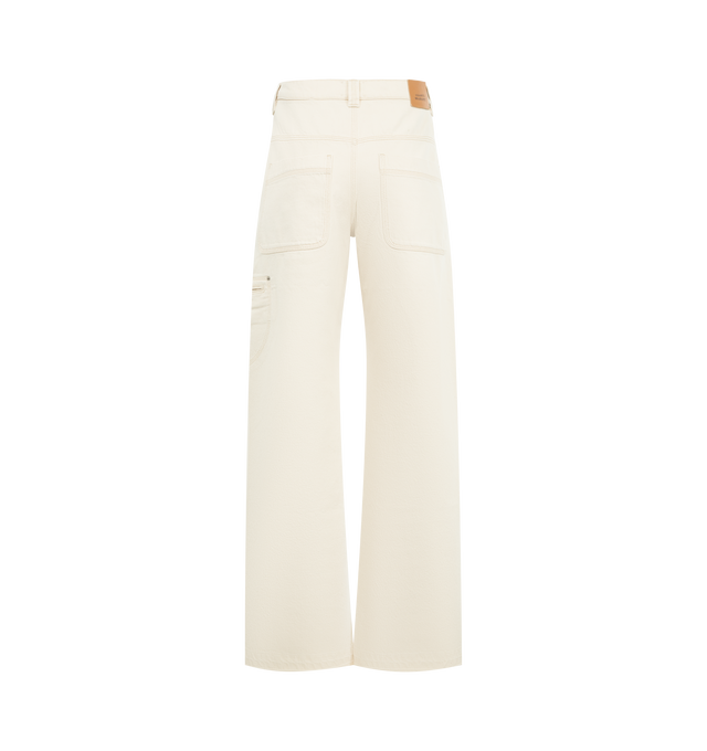 Image 2 of 3 - WHITE - ISABEL MARANT Jeyda Pants featuring 5-pocket topstitched organic cotton denim jeans with rivets, fitted waistband with loops, two engraved metal buttons and a hidden zipper, contrasting "IM" embroidery inside the right pocket, medium-rise waist and straight legs. 100% cotton.