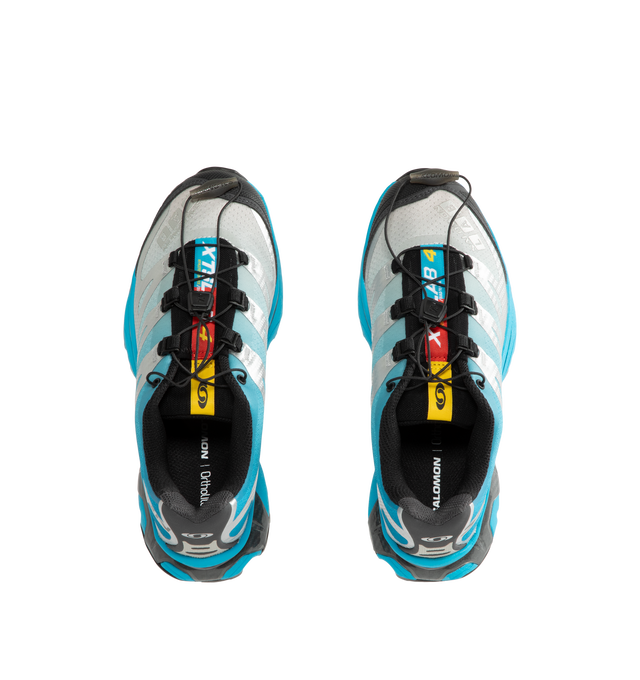 Image 5 of 5 - BLUE - Salomon Men's XT-4 OG Sneakers are crafted with a lightweight textile and synthetic upper and feature the brand's Agile Chassis System, Quicklace technology, and dual-density EVA cushioning for exceptional stability and comfort. Reviving one of Salomon's iconic trail-running silhouettes, these designer sneakers combine technical performance with archival outdoor style, delivering superior support, durability, and all-terrain traction for both city streets and rugged trails. Main Materi