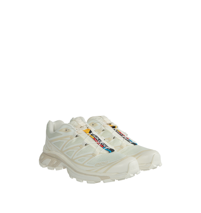 Image 2 of 5 - WHITE - SALOMON XT-6 Sneaker featuring Quicklace closure offers one-pull tightening, removable OrthoLite insole, SensiFit + EndoFit construction, Agile Chassis System (ACS) maintains heel-to-toe stability on distance runs, Contagrip MA tread, textile and synthetic upper and lining/rubber sole.