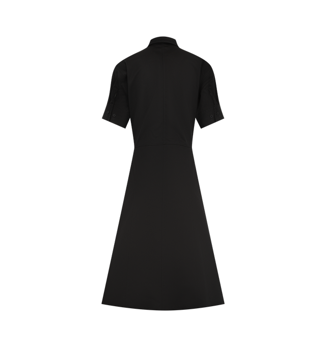 Image 2 of 3 - BLACK - LOEWE Shirt Dress featuring short sleeves, button front closure, shirt collar, midi length and asymetrical wrap skirt.