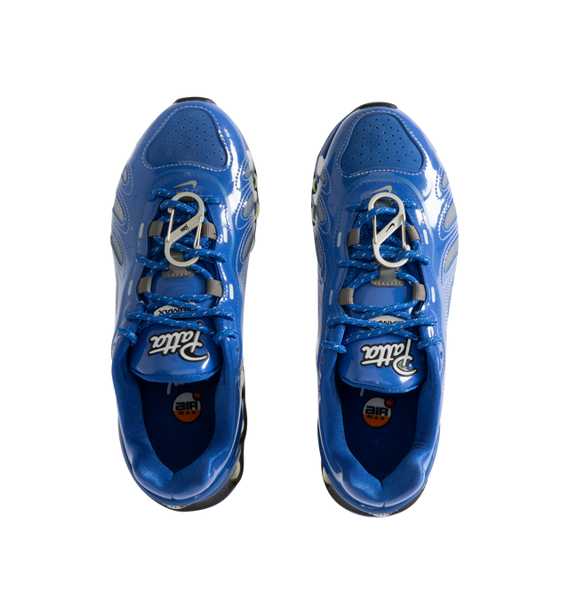 Image 5 of 5 - BLUE - NIKE Air Max DN8 SP Sneaker featuring dynamic Air system with dual-chambered tubes and tuned pressure levels, plush foam is placed underfoot, sculpted upper is made of lightweight mesh on top, while slashes at the sides reveal open mesh for more breathability, plastic heel clip helps hold your foot down, glossy Swoosh logo and reflective accents.
