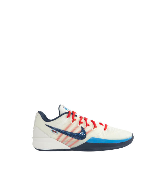 Image 1 of 5 - MULTI - Nike Womens Sabrina 3 Basketball Shoes feature a lightweight engineered upper with integrated support cables. This special design honors the WNBAs 30th anniversary, blending the leagues debut colors to salute the day ones who sparked hope in young hoopers like Sabrina. Designed with a lace-up closure, forefoot Air Zoom unit, dual-density Cushlon 3.0 foam midsole, glove-like fit, multidirectional traction pattern, and durable rubber outsole. Upper: Engineered Textile; Cushioning: Air Z