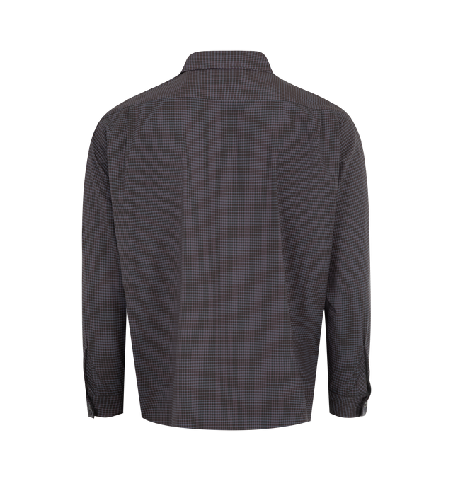 Image 2 of 2 - BROWN - KAPTAIN SUNSHINE Summer Wool Open Collar Shirt featuring relaxed fit, open collar, one chest patch pocket, button closure and washable wool. 100% wool. Made in Japan.