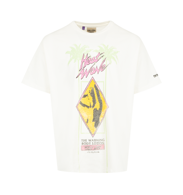 Image 1 of 3 - WHITE - GALLERY DEPT. Doc Johnson Heat Wave Tee featuring faded graphic in a specialty puff print fabrication on both front and back, relaxed 90's fit, short sleeves and crew neck. 100% cotton. Made in USA.