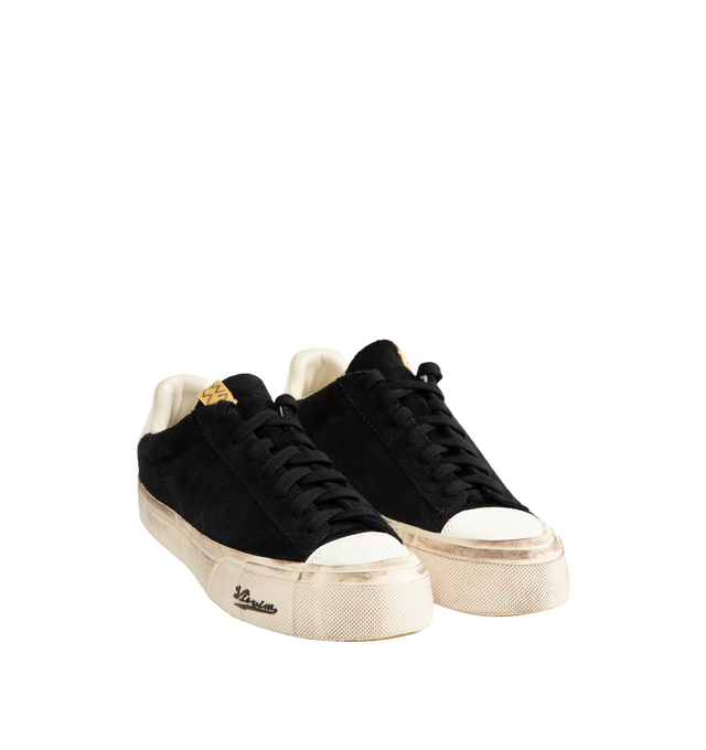 Image 2 of 5 - BLACK - Visvim Segura Lo G.Patten Sneakers are crafted from cowhide leather and feature a low-top silhouette, pigment-free leather lining, a natural cork insole, and a durable rubber outsole. Designed with Visvim's signature focus on premium materials and comfort, this versatile sneaker combines artisanal construction with everyday wearability. Main Material: Cowhide Suede. Outsole: Rubber.