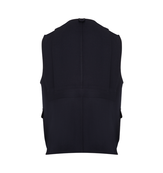 Image 2 of 2 - NAVY - ENGINEERED GARMENTS Hunting Jacket featuring 6 pockets at the front, a Napoleon pocket, loose wool twill, sleeveless and button front closure. 55% polyester, 45% worsted wool. Made in the USA.