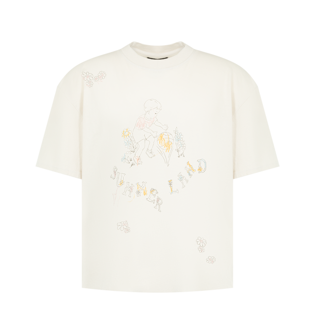 Image 1 of 2 - WHITE - NAHMIAS Scribble Boxy T-shirt featuring crewneck, short sleeves, pulls over and graphic throughout. 100% cotton.