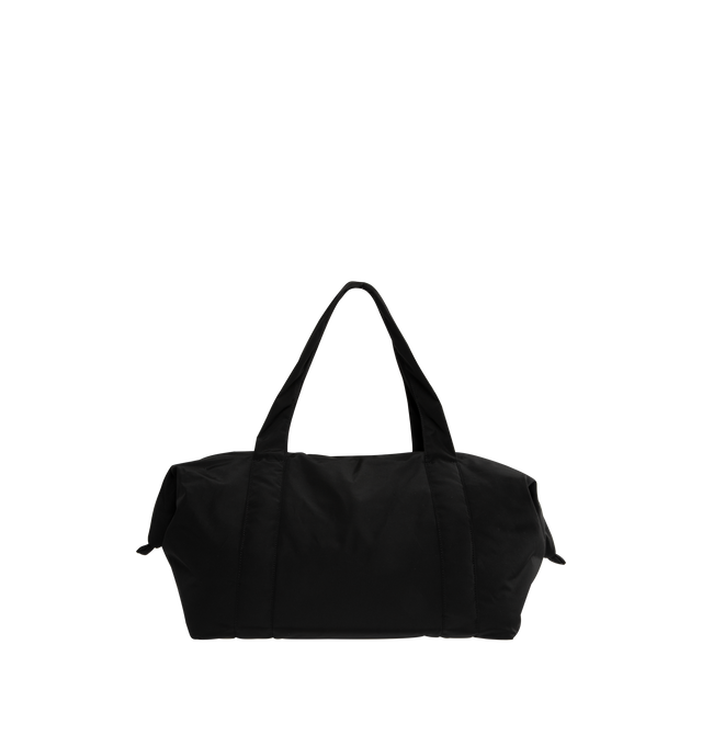 Image 1 of 3 - BLACK - THE ROW Max Duffle Bag featuring fixed shoulder straps, rubberized logo patch at side, press-stud fastening at sides, two-way zip closure and zip and patch pocket at interior. H11" x W26" x D10". Cotton/nylon. Made in Italy.