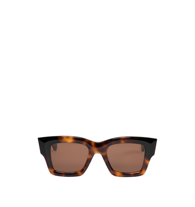 Image 1 of 3 - BROWN - Square D-frame sunglasses in acetate featuring opaque body, colored lenses, gold metal logo on the temple, 100% UV protection, Category 3. Made in China. 