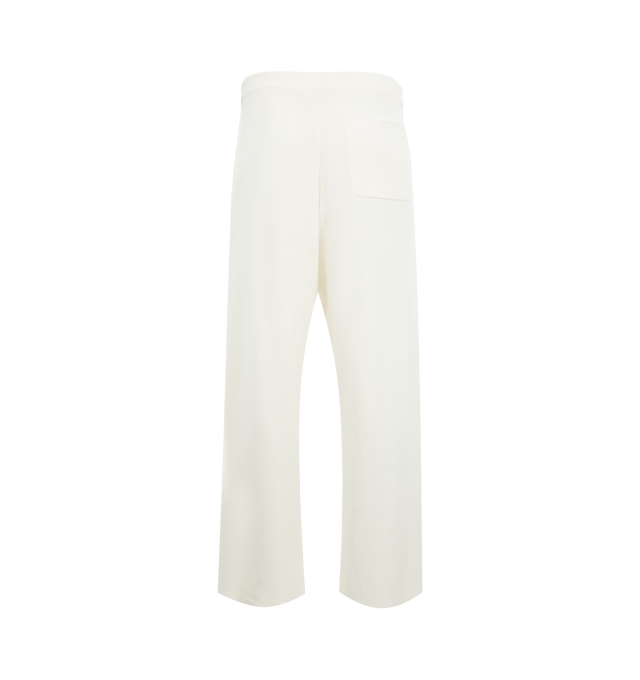 Image 2 of 3 - WHITE - THE ROW Jory Pants featuring relaxed pant in textured linen knit with wide leg, back patch pocket, and drawstring waistband. 58% linen, 25% viscose, 17% cotton. Made in Italy.