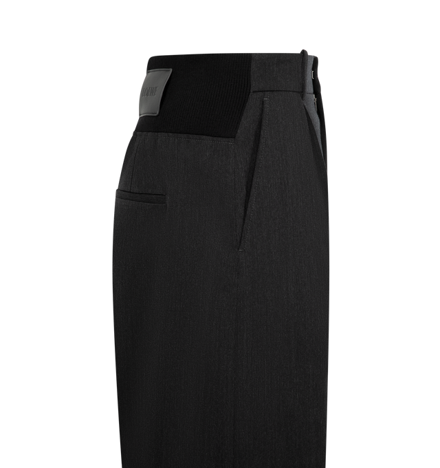 Image 3 of 3 - BLACK - Loewe Men's Trousers in lightweight fluid wool gabardine featuring a rib waistband at the back and pleats at the front. Regular fit, regular length, mid waist, straight leg featuring concealed zip fly, slash pockets, rear welt pocket and LOEWE embossed leather patch placed at the back. Wool. Made in Italy.