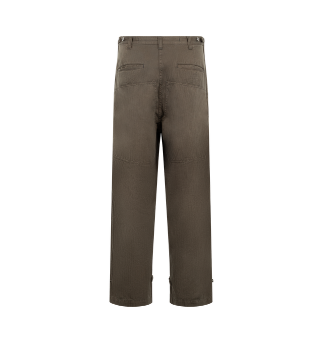 Image 2 of 3 - BROWN - A.Presse Men's Military Double Knee Trousers are crafted from cotton and feature a utilitarian double-knee design, and a distinctive vintage-inspired texture and appearance. Main Material: 100% Cotton. Made in Japan.
