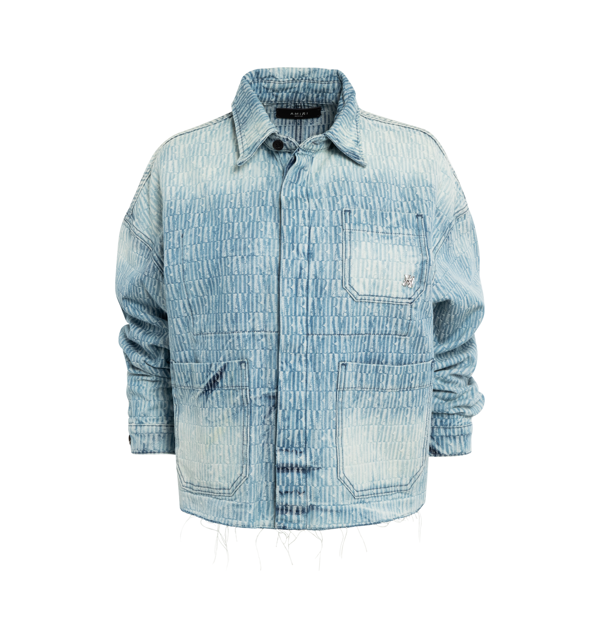 Amiri logo-jacquard Denim Jacket - Blue