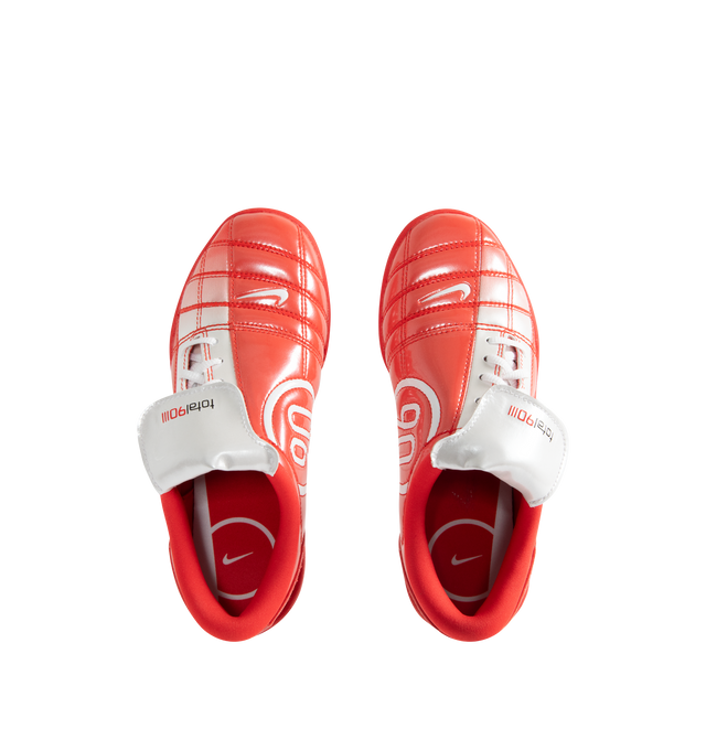 Image 5 of 5 - RED - NIKE Total 90 SE Sneaker featuring authentic soccer style, quilted upper, asymmetrical lacing, flat rubber sole, synthetic leather upper, Total 90 logos on each side and rubber outsole.