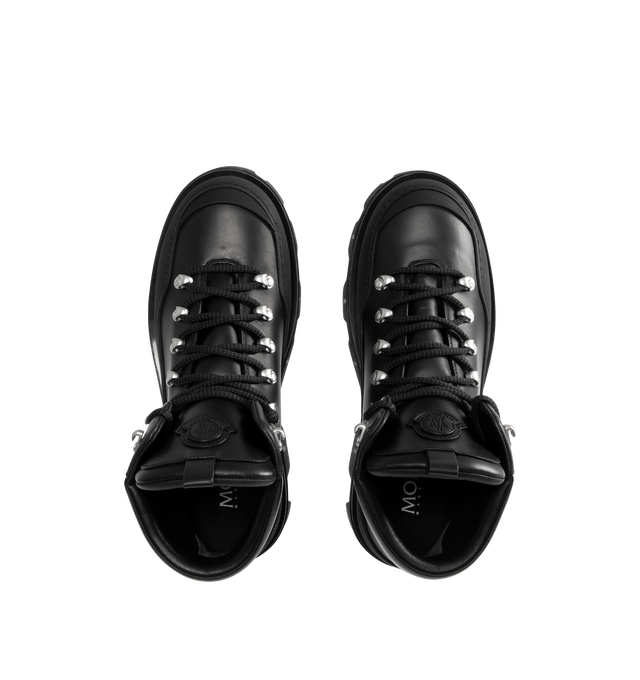 Image 4 of 4 - BLACK - MONCLER Peak Trek Leather Ankle Boots featuring leather upper, leather insole, lace-up closure and rubberized TPU sole with EVA filler. Calf length 13cm. Sole height 5cm.