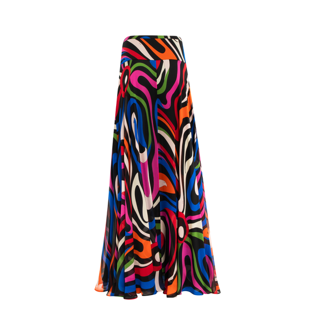Image 2 of 2 - MULTI - PUCCI Marmo Print Skirt featuring semi-sheer finish, fitted waist panel, lightly pleated and flared hem. 100% silk. Lining: 100% polyester. Made in Italy. 