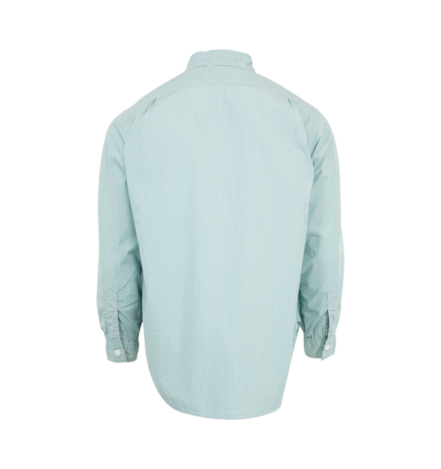 Image 2 of 2 - GREEN - POST O'ALLS No. 1 Shirt MV featuring button front closure, button cuffs, classic collar and chest patch pocket. 100% cotton. Made in Japan.