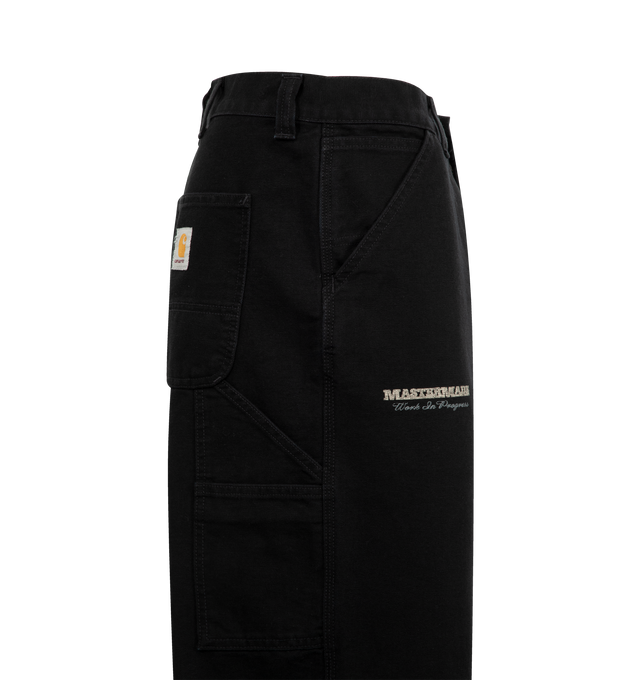 Image 3 of 3 - BLACK - CARHARTT WIP OG Single Knee Pant featuring heavyweight cotton, Dearborn Canvas in a loose straight fit, triple-stitched, Bartack stitching at vital stress points, zip fly, graphic prints, tool pockets, hammer loop and woven Square Label on the rear. 100% organic cotton.