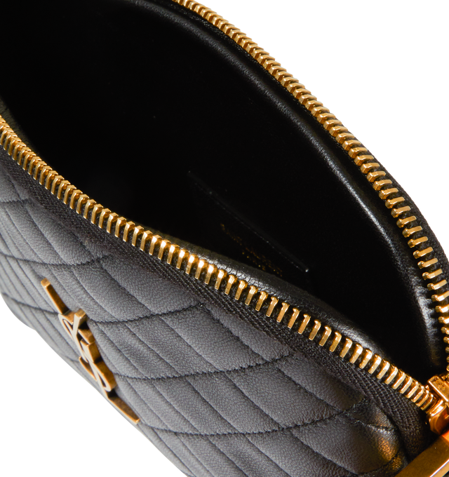 Image 3 of 3 - BLACK - SAINT LAURENT Gaby Zipped Pouch in quilted lambskin featuring the cassandre and carre-quilted overstitching. 7 X 5.1 X 1.1 inches. Strap drop: 64cm. 80% lambskin, 20% brass. Made in Italy.