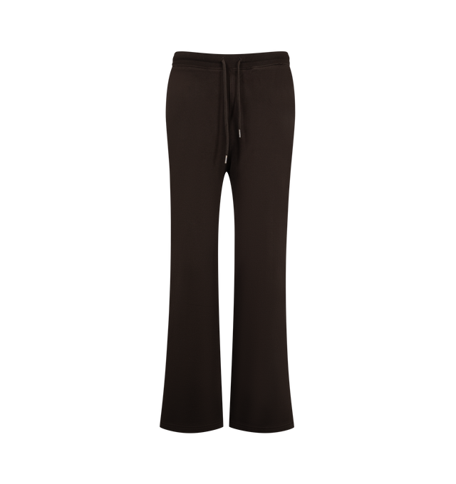 Image 1 of 3 - BROWN - Merz b. Schwanen Men's Authentic Fleece Straight Leg Sweatpants are crafted from 100% organic cotton and feature the brands heavyweight Authentic Fleece, a durable loopback fabric with a garment-dyed finish that creates a distinctive vintage-inspired look and feel. Details include side pockets, a single back pocket, an elastic waistband, and a cotton drawstring with metal aglets, finished with the signature swan loop label on the back pocket. Main Material: 100% Organic Cotton.