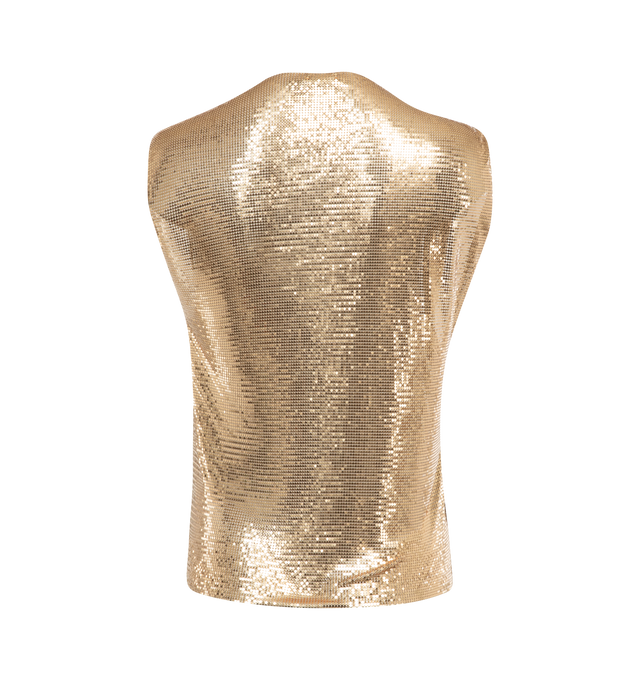 Image 2 of 2 - GOLD - RABANNE Chainmail Top featuring press-stud fastening, cowl neckline and sleeveless. 