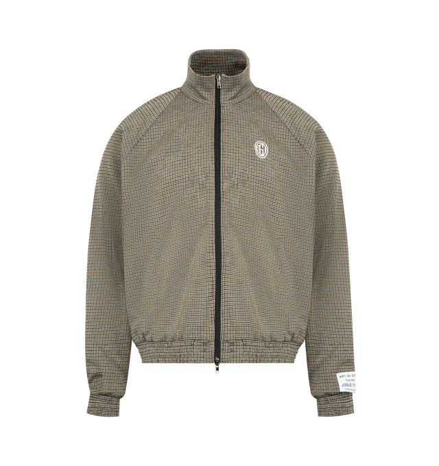 Image 1 of 3 - BROWN - GALLERY DEPT. Track Jacket featuring plaid raglan sleeve jacket with Chateau Josu logo embroidery, front zip, side seam pockets and elasticized cuffs and hem. 46% viscose, 31% virgin wool, 14% polyester, 7% polyamide, 1% elastane. Made in Italy.