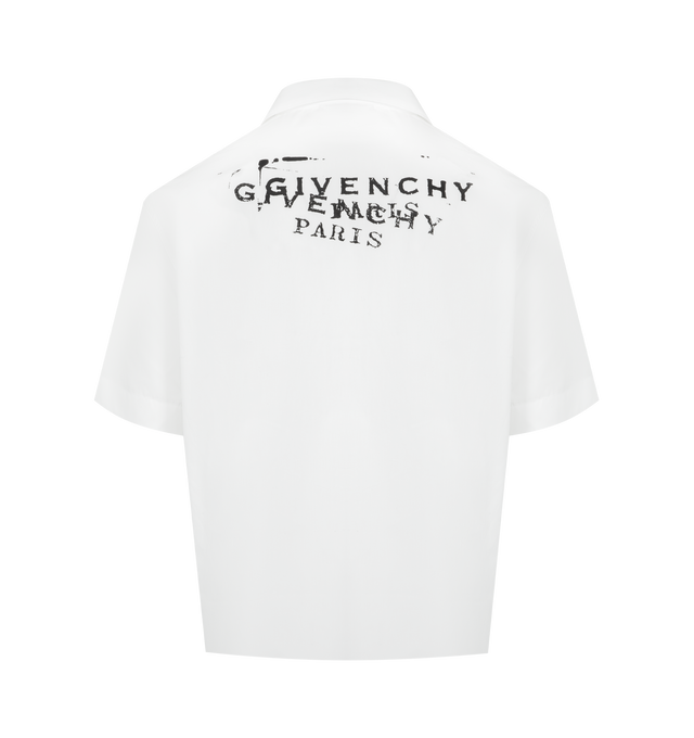 Image 2 of 2 - WHITE - GIVENCHY Bowling Shirt featuring short-sleeved shirt in cotton poplin, hawaiian collar, small GIVENCHY Stamp printed on the chest, GIVENCHY Stamp printed on the back and button closure. 100% cotton. Made in Portugal.
