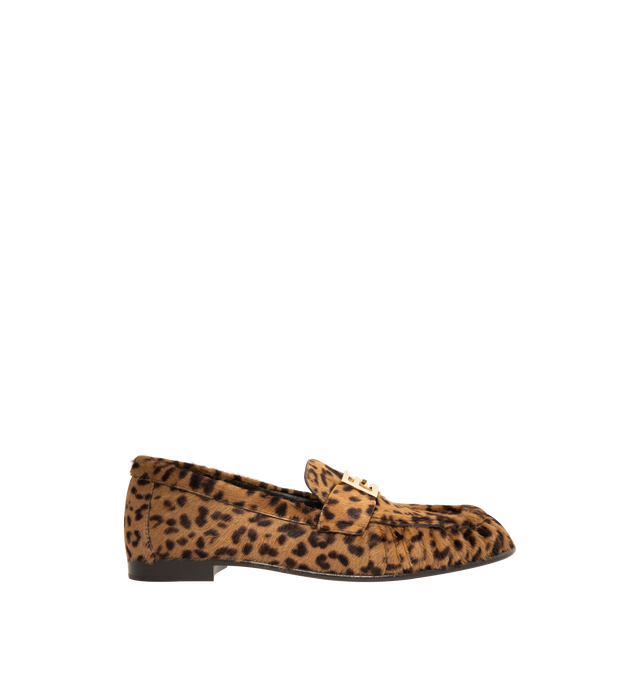 Image 1 of 4 - BROWN - FENDI Baguette Penny Loafers featuring calf hair lining, a leopard pattern, classic moc-toe design, leather lining and leather sole. Made in Italy.