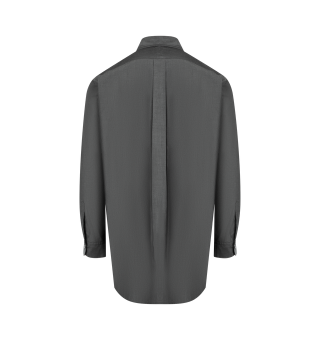 Image 2 of 2 - GREY - ENGINEERED GARMENTS 19 Century BD Shirt featuring woven cotton shirt, button-down spread collar, button closure, patch pocket at chest, shirttail hem, single-button barrel cuffs, box pleat at back yoke and mother-of-pearl hardware. 100% cotton. Made in United States.