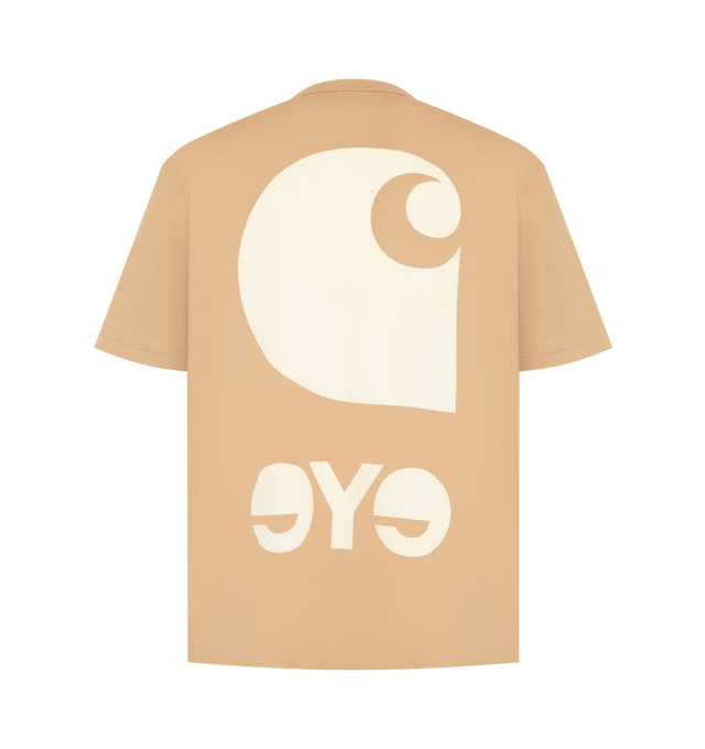Image 2 of 2 - BROWN - JUNYA WATANABE x Carhartt T-Shirt featuring rear logo print, crew neck and short sleeves. 100% cotton.