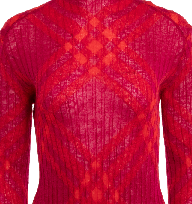 HIGH NECK CHECK SWEATER (WOMENS)