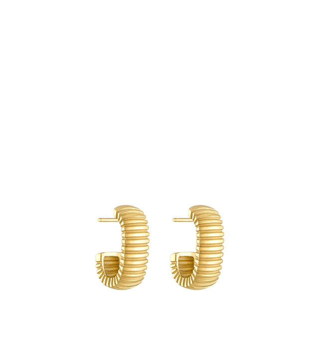 Image 1 of 2 - GOLD - PAMELA ZAMORE Isla Squared Hoops featuring hand-finished 18K gold, 11.9g. Length 25 mm, width 8 mm. Hirshleifers offers a range of pieces from this collection in-store. For personal consultation and detailed information about jewelry, please contact our dedicated stylist team at personalshopping@hirshleifers.com.