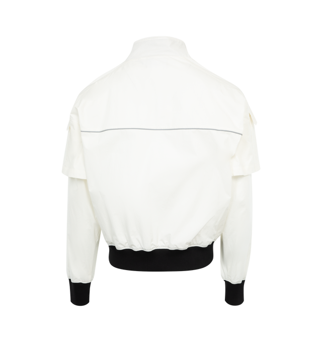 Image 2 of 2 - WHITE - LE PERE Track Jacket featuring contrast ribbed hem and cuffs, zip front closure, stand collar and layered sleeves.  