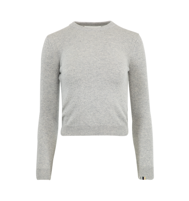 Image 1 of 2 - GREY - EXTREME CASHMERE Kid Sweater featuring slim-fit, cropped length, crew-neck, long sleeves and rib knitted at the neck, cuffs and hem. 89% cashmere, 10% nylon, 1% spandex.