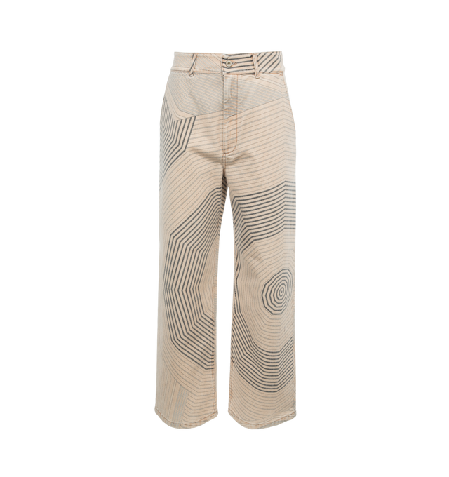 Image 1 of 4 - NEUTRAL - Loewe Paula's Ibiza Baggy Jeans crafted in medium-weight washed cotton denim in a relaxed fit, regular length, mid waistand loose leg. Featuring a placed web print, belt loops, concealed zip fastening, slash front pockets and rear patch pockets with V yoke and LOEWE embossed leather patch placed at the back. Main material: Cotton. Made in: ItalyLoewe Paula's Ibiza 2024 collection is inspired by the iconic Paula's boutique, synonymous with the counter cultural movement of 1970s Ibiza