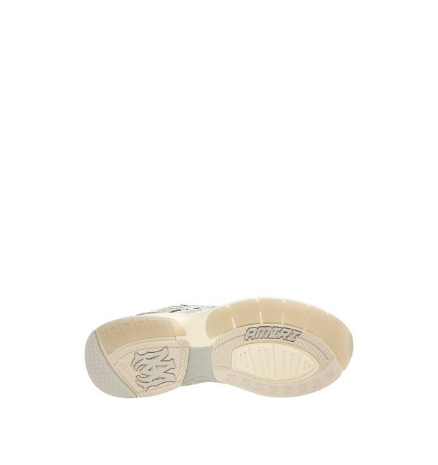 Image 4 of 5 - WHITE - Amiri Men's Metallic M-Tech Sneakers feature a mixed silver mesh-and-leather upper with metallic detailing and the signature MA icon. Inspired by technical running shoes, the design is set on a sculpted rubber sole. Main Material: 100% Polyurethane. Upper: Mesh and Leather. Sole: Rubber. Made in Vietnam.
