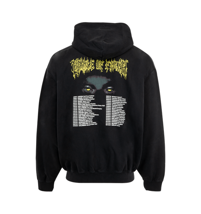 Image 2 of 2 - BLACK - VETEMENTS COF Pandaemonaeon Oversized Zip-Up Hoodie featuring oversized fit, french terry, drawstring at hood, graphic at front, two-way zip closure, patch pockets and rib-knit hem and cuffs. 80% cotton, 20% polyester. Made in Portugal.