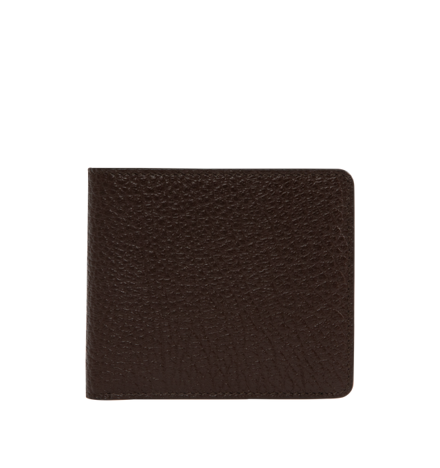 Image 1 of 3 - BROWN - MAISON MARGIELA Slim 2 Wallet featuring bifold wallet, two bill compartments, eight card slots, signature numbers print at interior and signature white stitching on back. 4.25"W x 3.75"H. 100% calf leather.