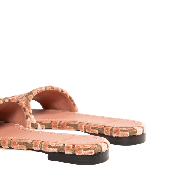 Image 3 of 4 - BROWN - FENDI Sunshine Slide featuring wide-band slides, FF jacquard and Fendi Roma embroidery. 100% cotton. Made in Italy.