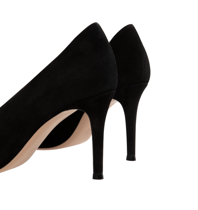 Image 3 of 4 - BLACK - GIANVITO ROSSI Robbie Pumps featuring calf suede, 85mm stiletto heel, slip-on style, pointed toe, branded leather insole and leather outsole.