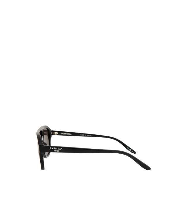 Image 2 of 3 - BLACK - BALENCIAGA Daily Pilot Sunglasses featuring bold aviator shape, double bridge design and logo engraved on temples. 100% acetate. Made in Japan.