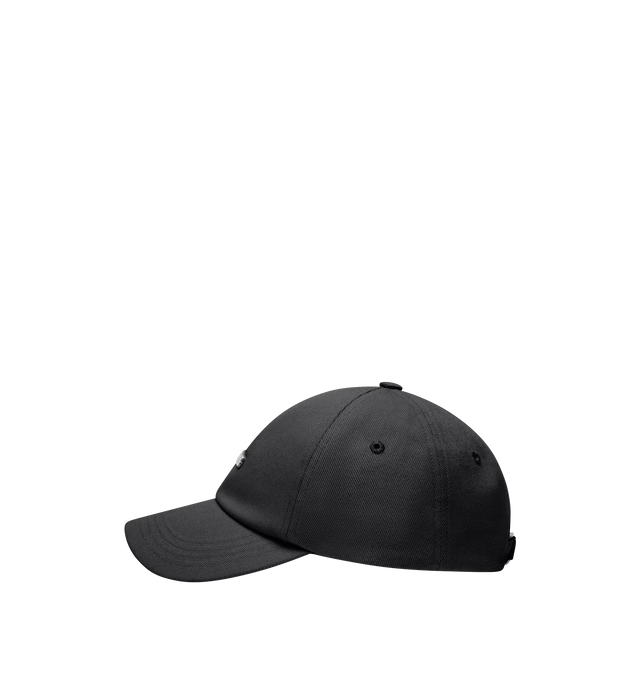 Image 2 of 2 - BLACK - JACQUEMUS Gadjo Baseball Cap featuring short brim cap, cotton canvas, topstitched brim, silver metal logo and round square back buckle. Made in Bulgaria.