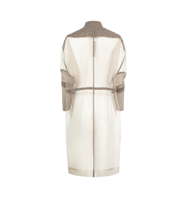 Image 2 of 3 - CHAMPAGNE - RICK OWENS Sail Coat featuring translucent polyamide panels, adjustable drawstring waist tie, sheer mesh, long sleeves and pockets. 100% polyamide.