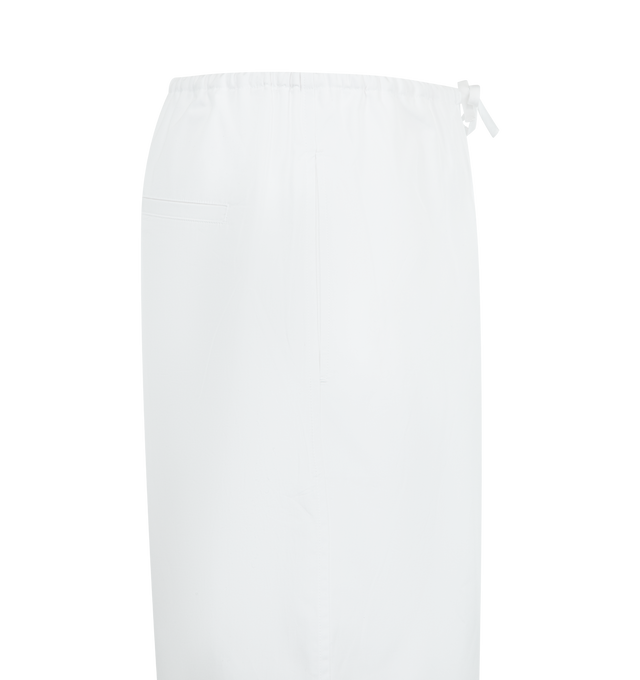 Image 3 of 3 - WHITE - TOTEME Drawstring Cotton Trousers featuring relaxed fit, cinched, drawcord hem that creates a soft balloon shape, elasticated waistband, subtle pleats at the waist, side-seam pockets and back welt pockets. 100% organic OCS cotton. Made in Turkey.