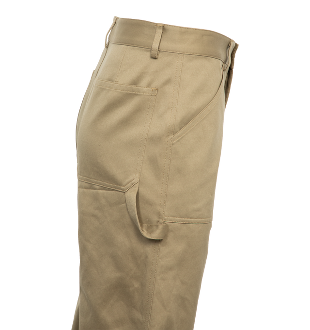 Image 3 of 4 - NEUTRAL - NILI LOTAN QUENTIN PANT featuring super high-rise, straight leg pant, front patch pockets, carpenter tabs, back patch pockets, hammer loop, centerfront zip and button closure. 100% cotton.  
