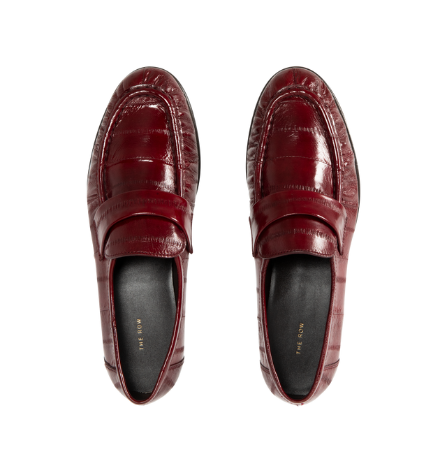Image 4 of 4 - RED - THE ROW Soft Loafer in Leather featuring artisanally-crafted loafer in paneled sport nappa leather with natural pleating effect and hand-painted leather sole. 0.75 in. heel. 100% nappa leather upper. Leather lining and sole. Made in Italy.